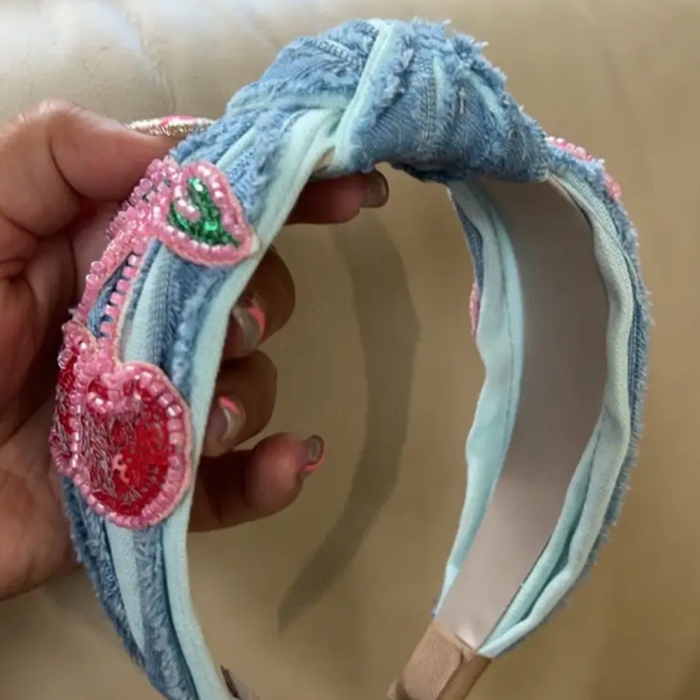 🍒 NEW The Summer Handmade Beaded Denim Headband- Vintage 🍒